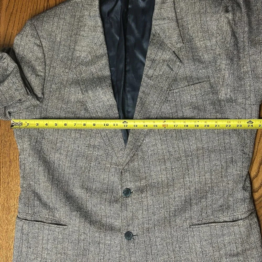 Gino Rossi Mens Sport Jacket Blazer Grey/Blue  Buttons Lining Size 48  100% Silk